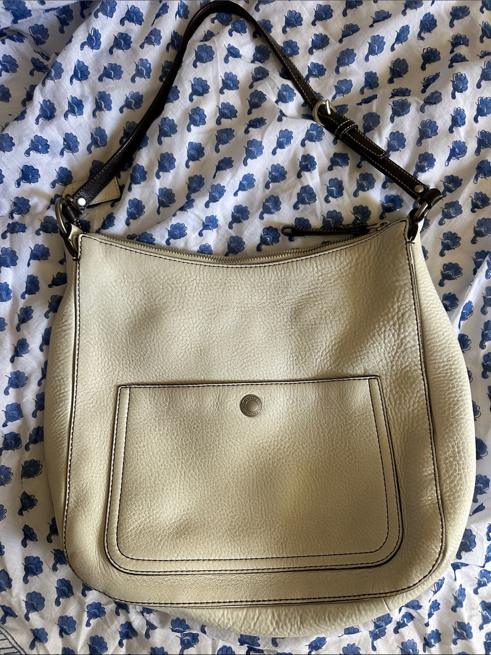 Vintage Y2K Coach Bag - Cream & Brown and Chrome